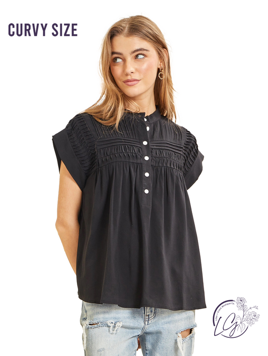 Curvy Love This Vibe Pleated Top
