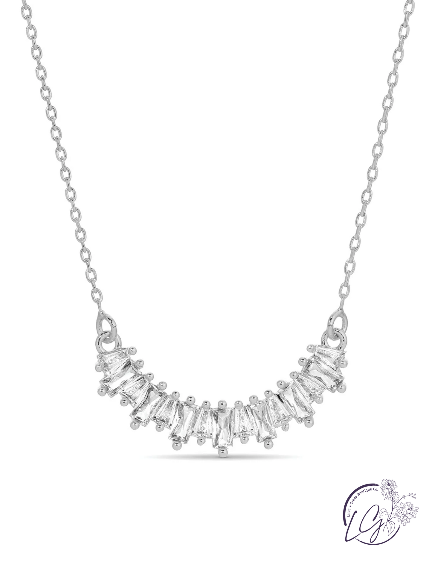 Baguette Curve Pendant Neckace