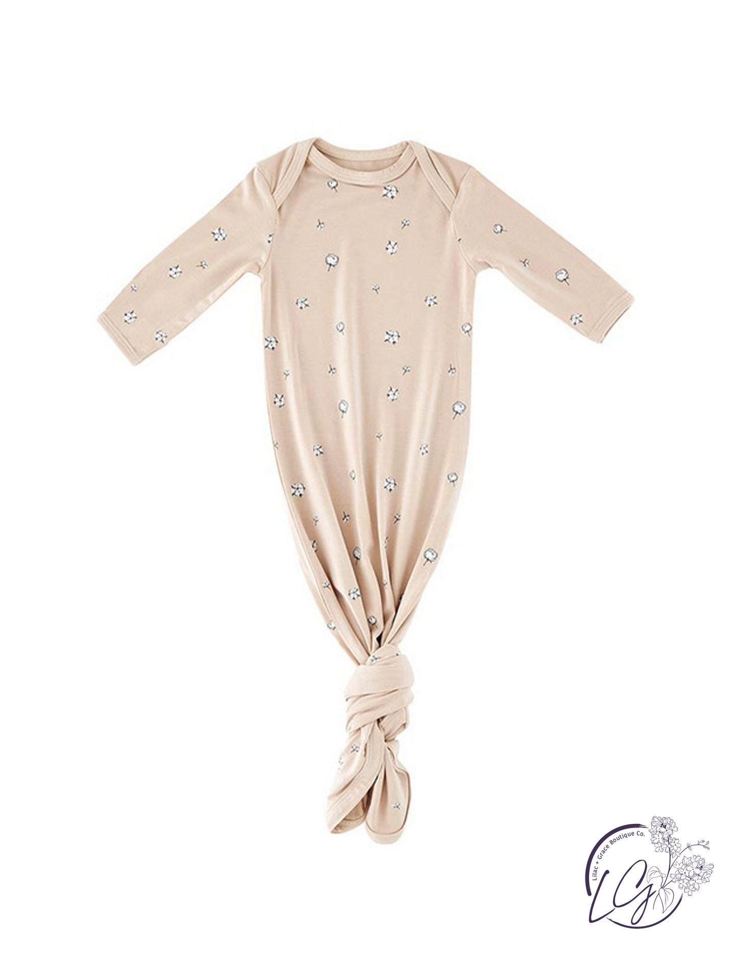 Twirl Me Gently Knotted Gown – Pink Cotton Blossom (0–3 m)