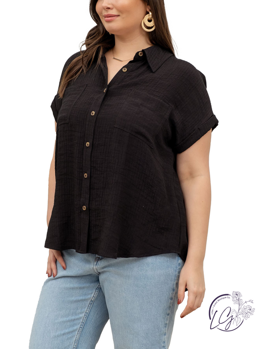 Curvy Modern Solid Button Down