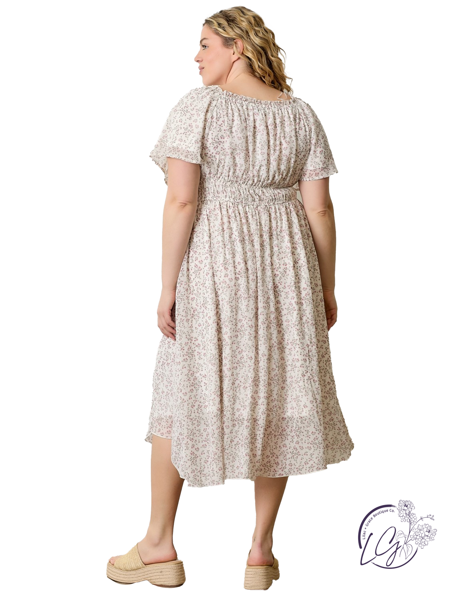 Curvy Roselight Echo Floral Midi Dress