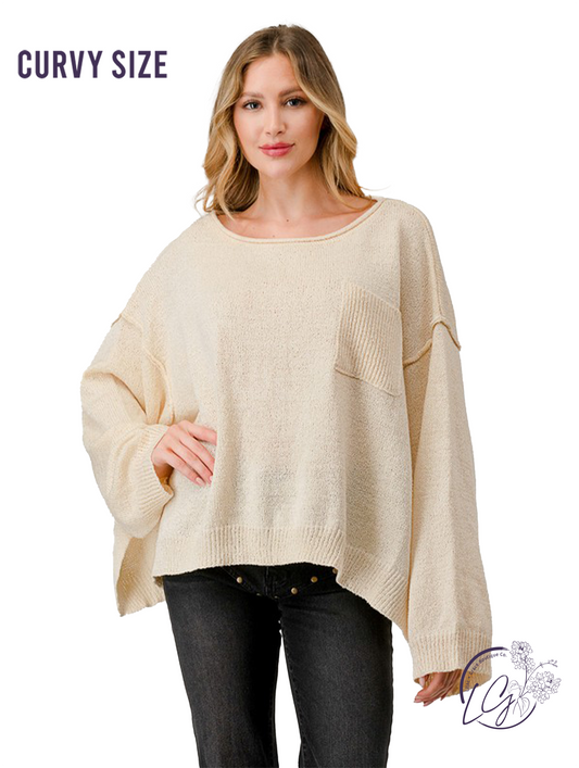 Curvy Fall Basic Oversized Sweater