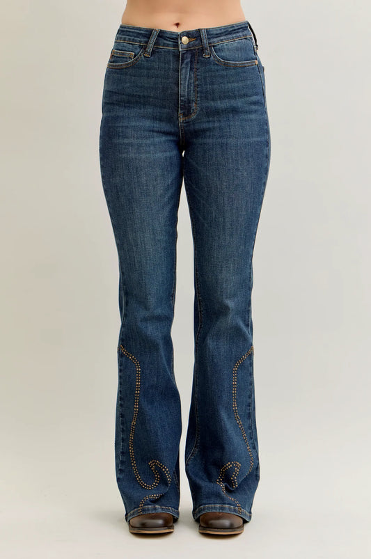 Dusty Trail Studded Bootcut Jean by Judy Blue
