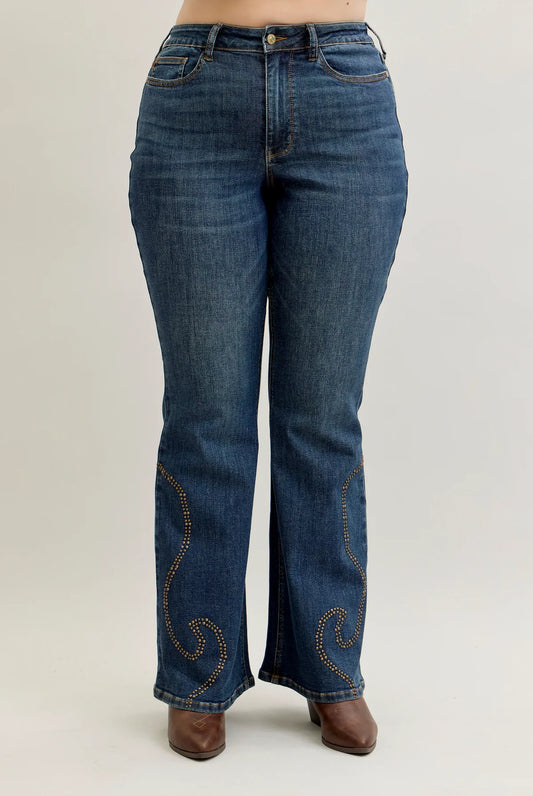 Curvy Dusty Trail Studded Bootcut Jean from Judy Blue