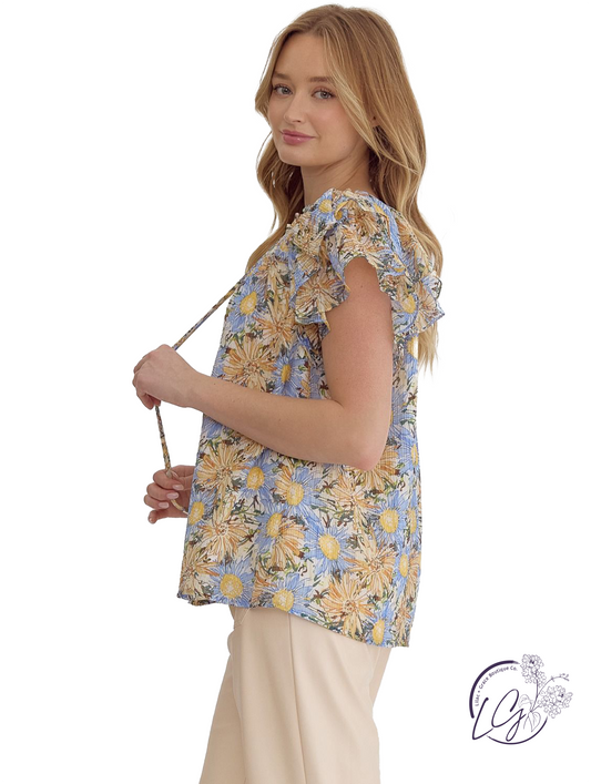 Hands Let Go Ruffle Sleeve Top