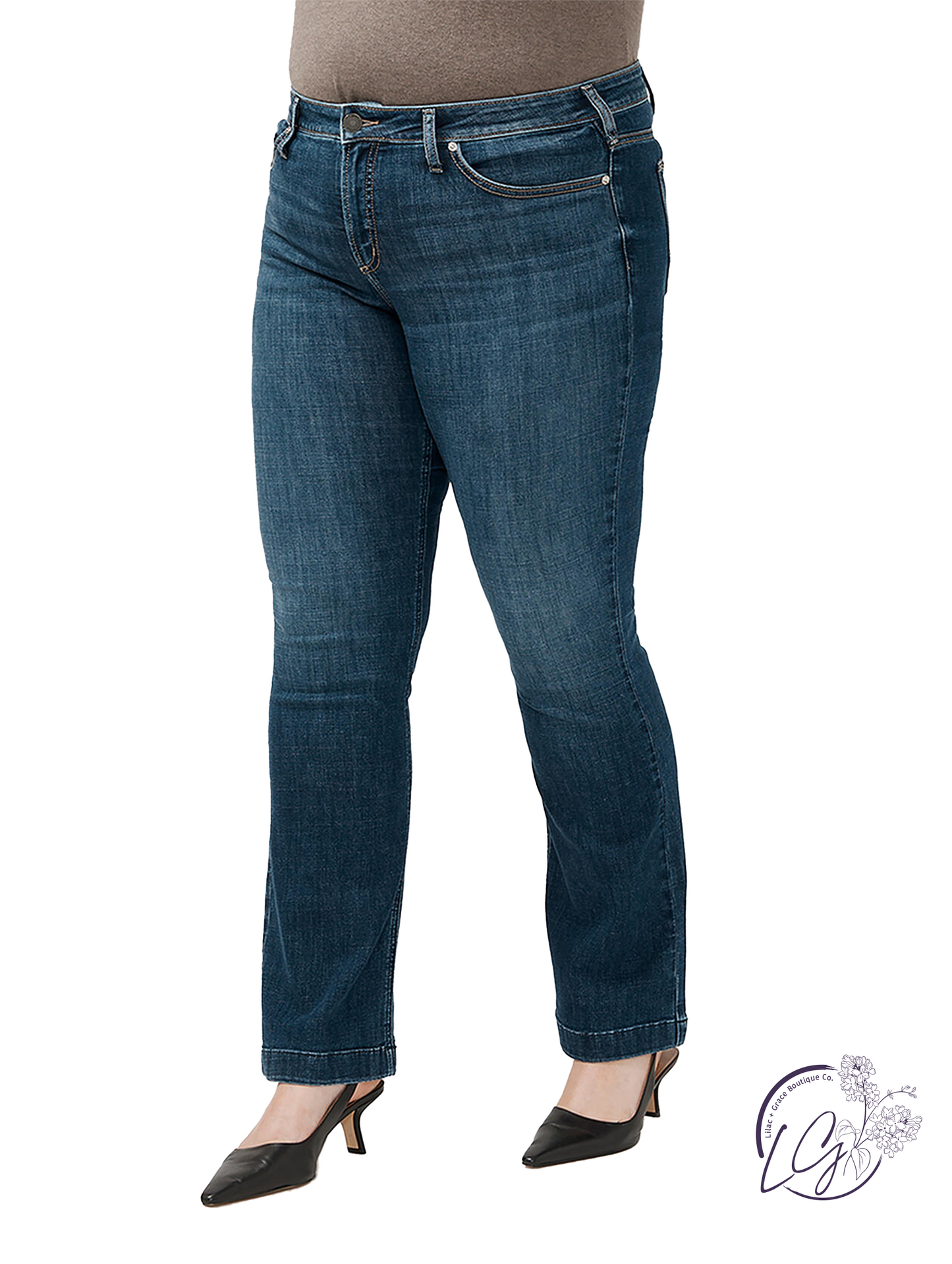 Curvy Georgia Mid-Rise Bootcut Luxe Jeans by Silver Jeans