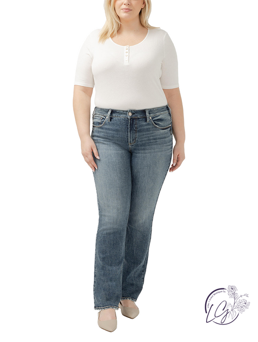 Curvy Farrah Suki Mid Rise Bootcut Jeans by Silver Jeans