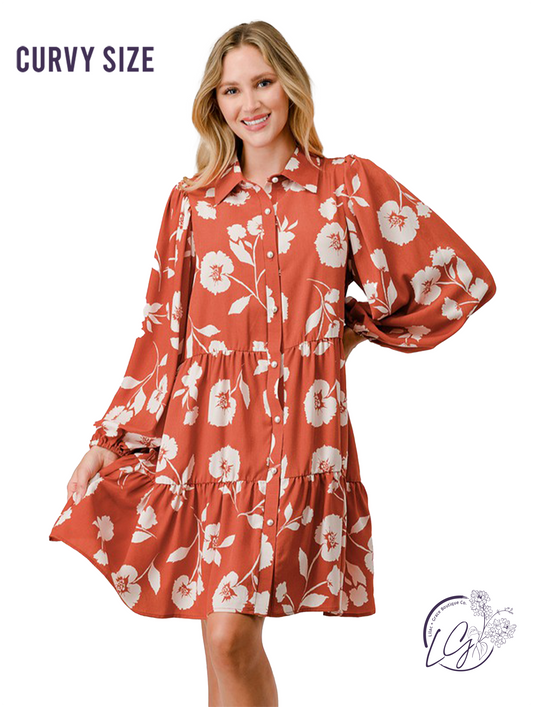 Curvy Tiered Floral Dress