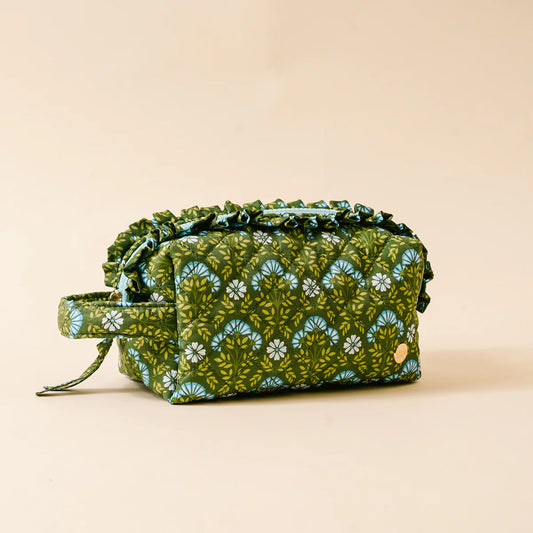 Blooming Ruffle Quilted Cosmetic Pouch