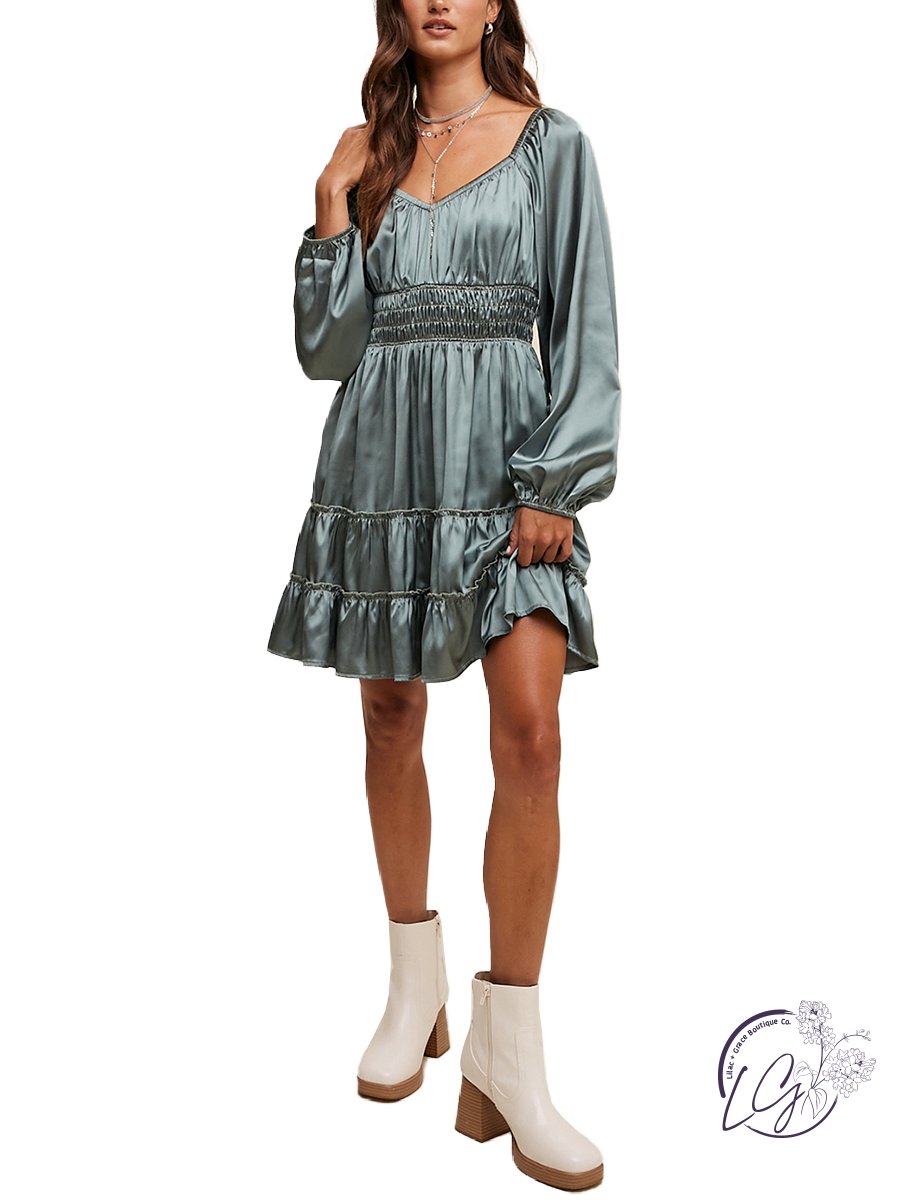 sachin and babi light blue dress Satin Sweetheart Dress