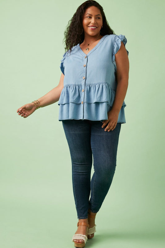 Curvy Darling Denim Top