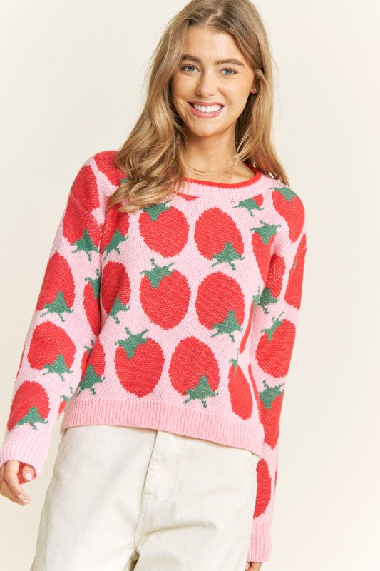 Curvy Blushing Berries Pullover Sweater