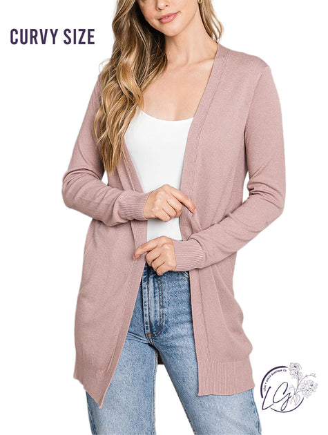 Curves Olive Fine Knit Waterfall Cardigan