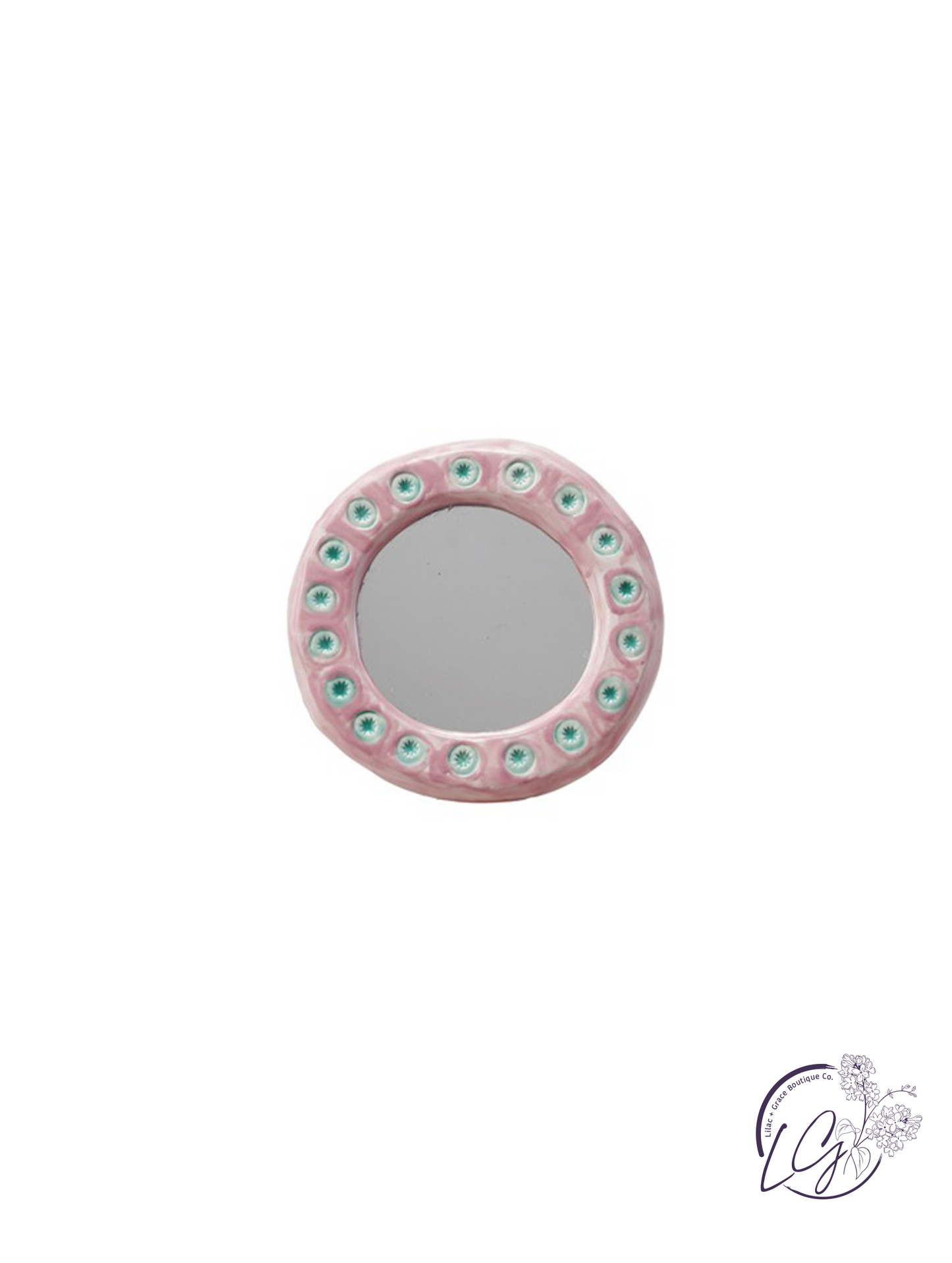 Pink & Blue Stoneware Mirror