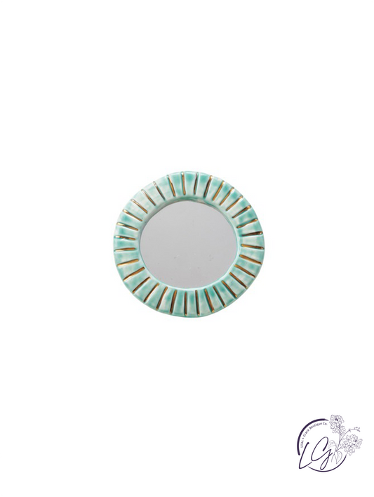 Stripes & Gold Stoneware Mirror