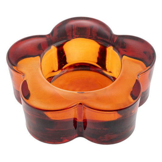 Glass flower tea light holder