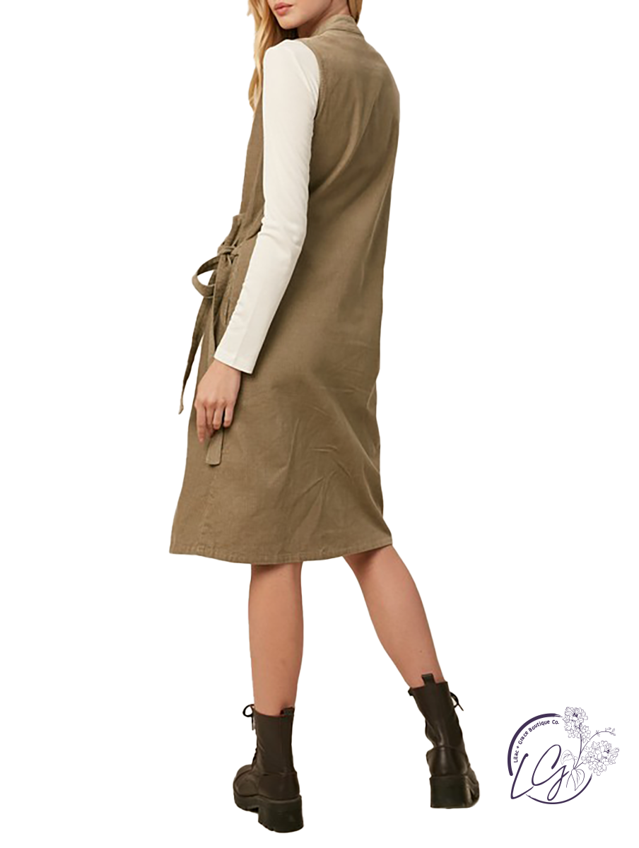 My Best Intentions Corduroy Wrap Vest Dress