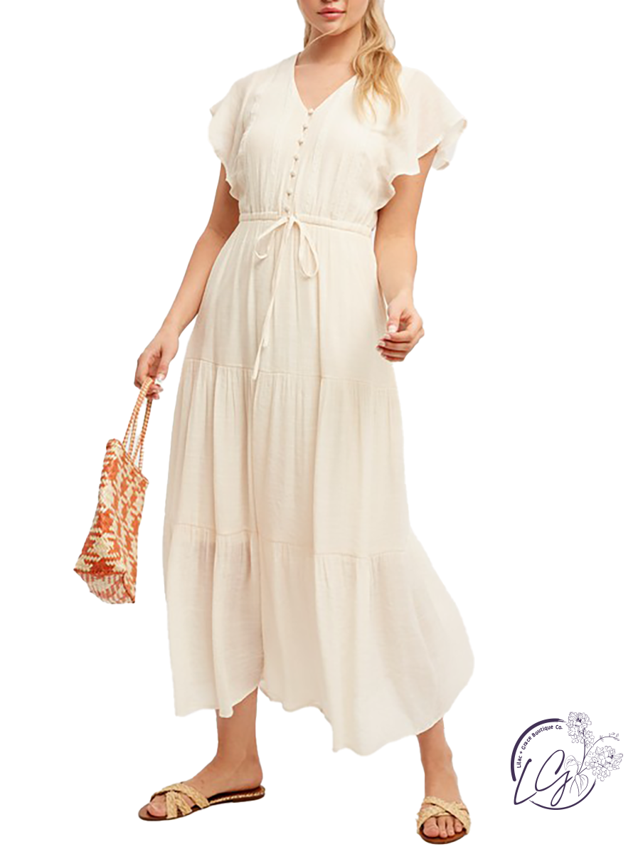 adrianna papell beaded tiered dress Sassy Boho Maxi Dress