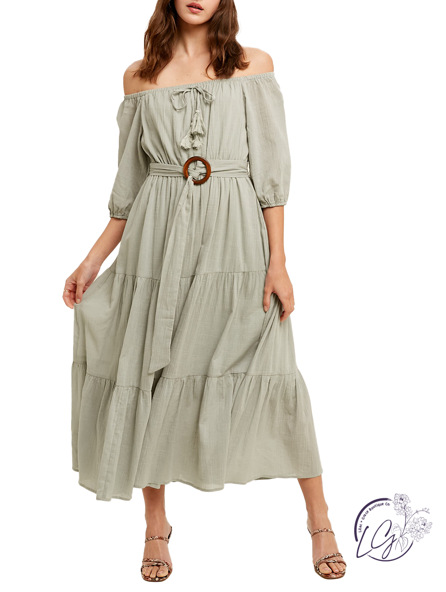 City Nights Out Off The Shoulder Maxi Dress Sage / Medium City Nights Out Off The Shoulder Maxi Dress Sage / Medium