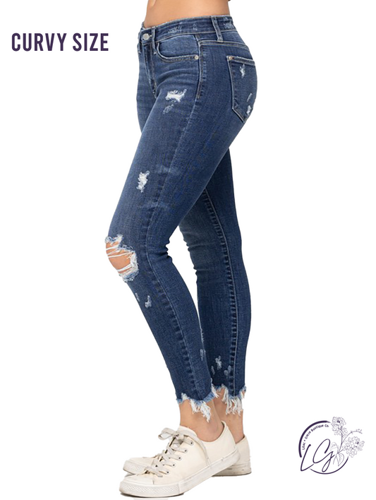 Curvy Rosie Mid-Rise Distressed Skinny by Judy Blue