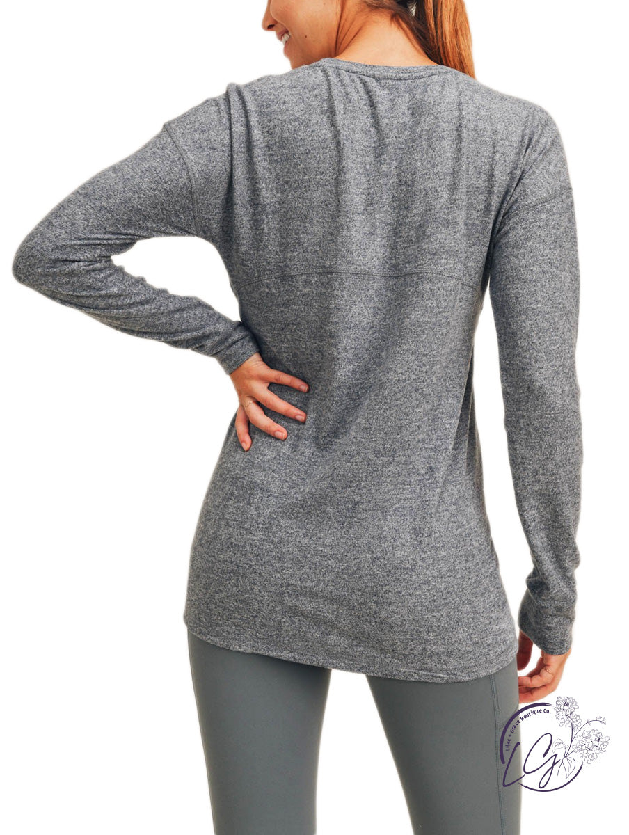 Brushed Crew Neck Long Sleeve Top