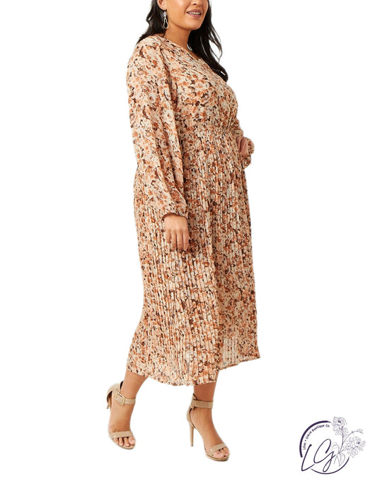 Curvy Garden Gala Pleated Skirt Dress