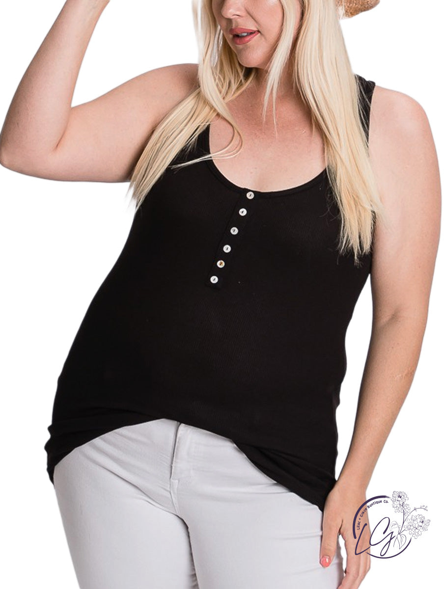 Curvy Button Ribbed Tank Top