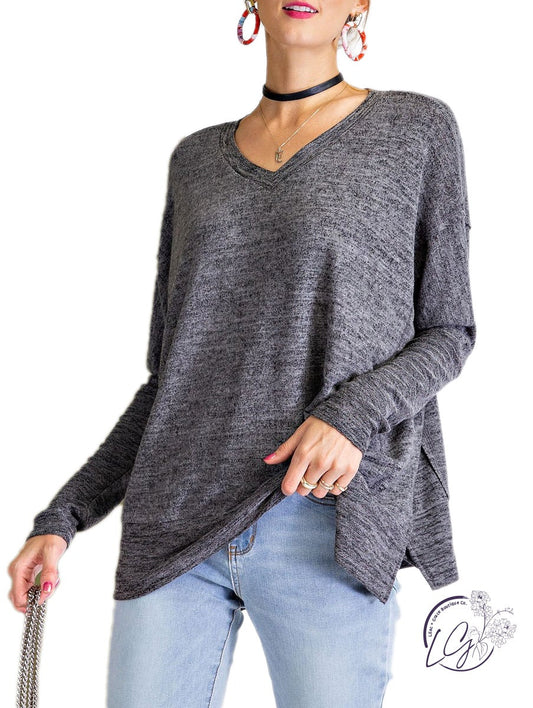Weekends Are For Adventure Brushed Knit Loose Fit Top