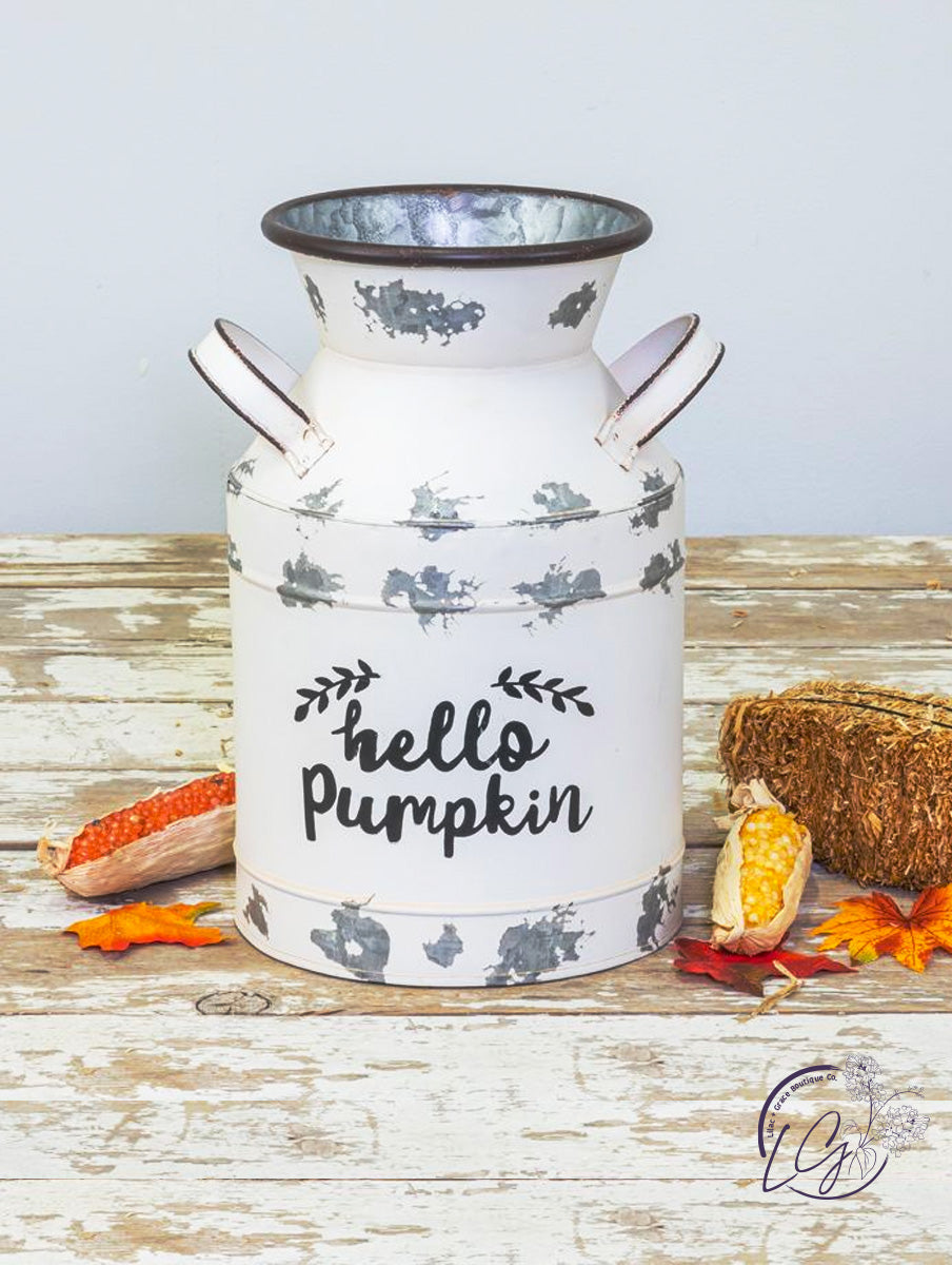 Rustic Hello Pumpkin Milk Jug