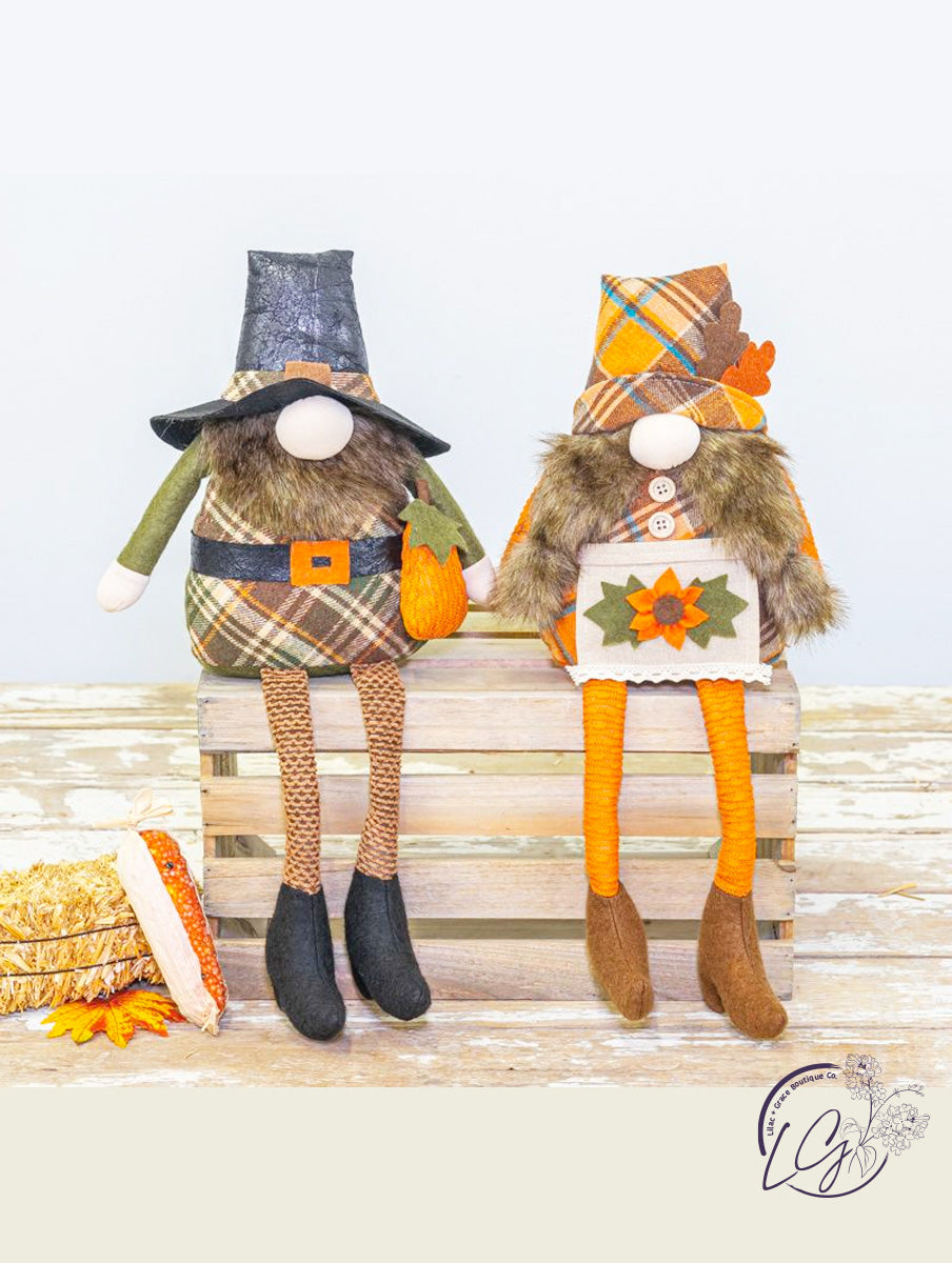 Plaid Pilgrim Gnome Dangle Leg