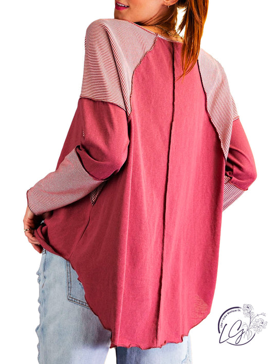 Curvy Got My Stripes Loose Fit Top