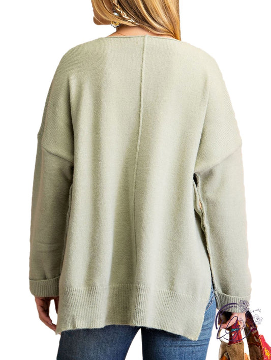 Light Wind Brushed Yarn Knitted Sweater Top