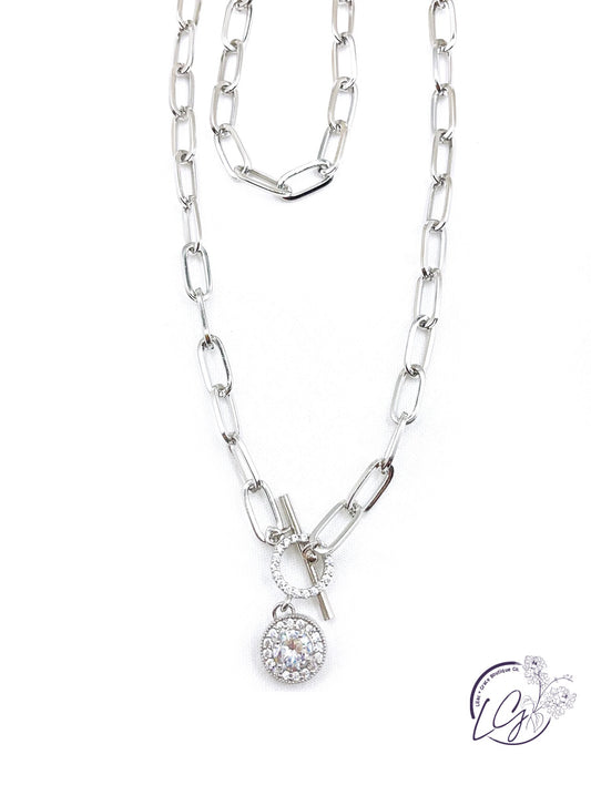Drop Crystal Toggle Necklace