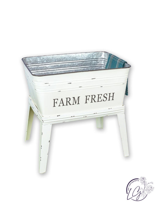 RUSTIC FARM FRESH METAL RAISED TUB