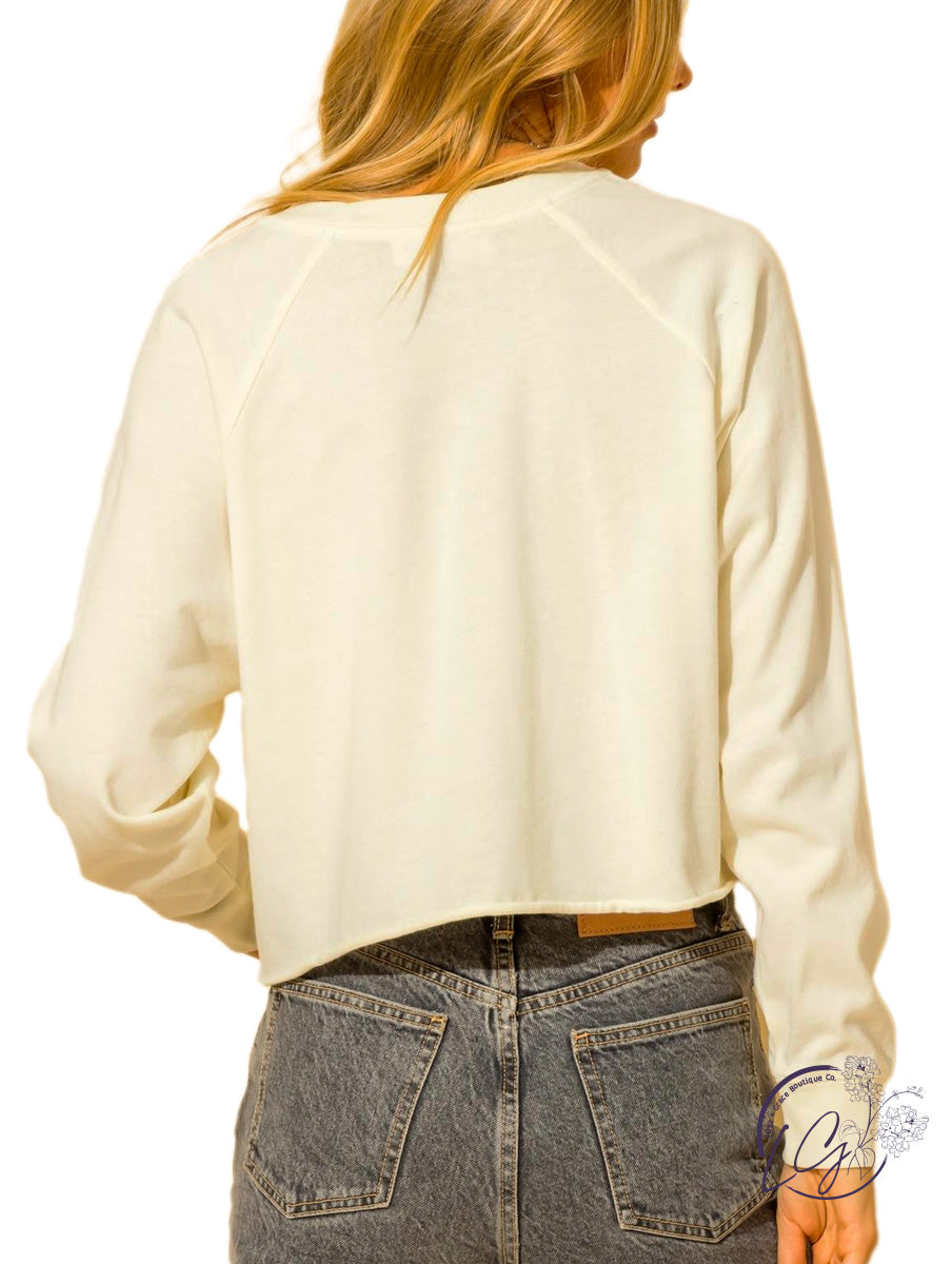 Crazy for you raglan long sleeve crop sweatshirt