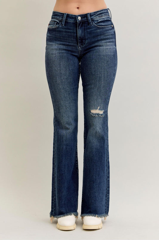 Vesper Mid Rise Distressed Flare by Judy Blue