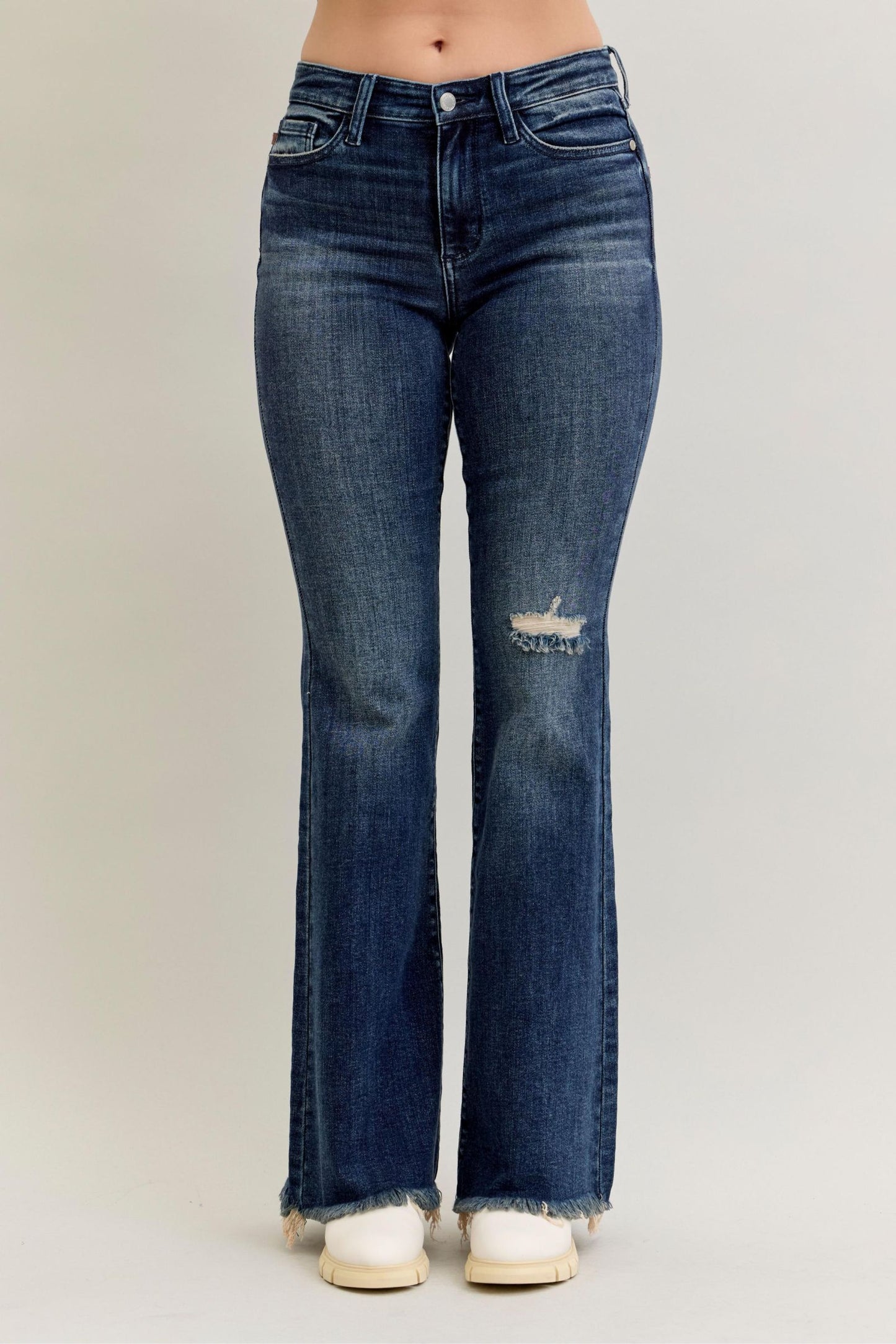 Vesper Mid Rise Distressed Flare by Judy Blue