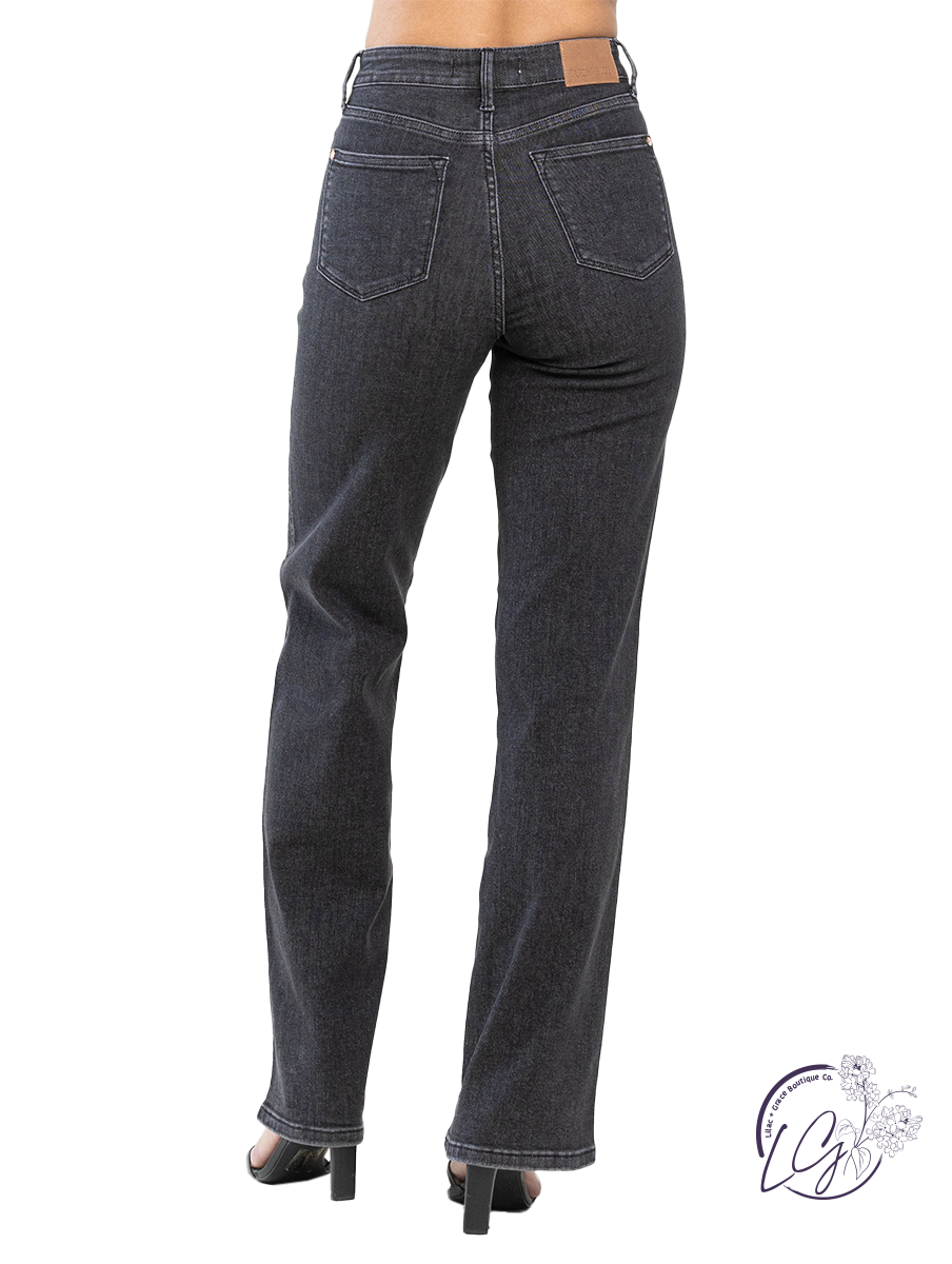 Cali Tummy Control Washed Black Straight Jean By Judy Blue