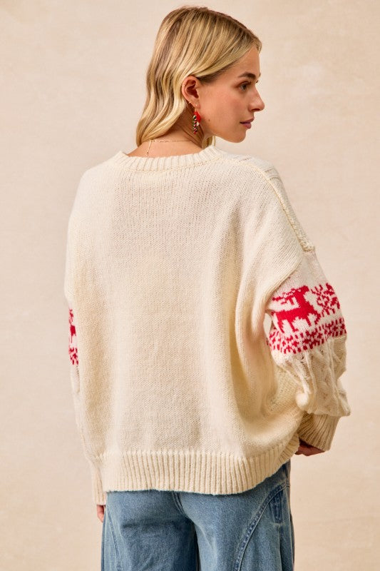 Reindeer Cable Knit Sweater