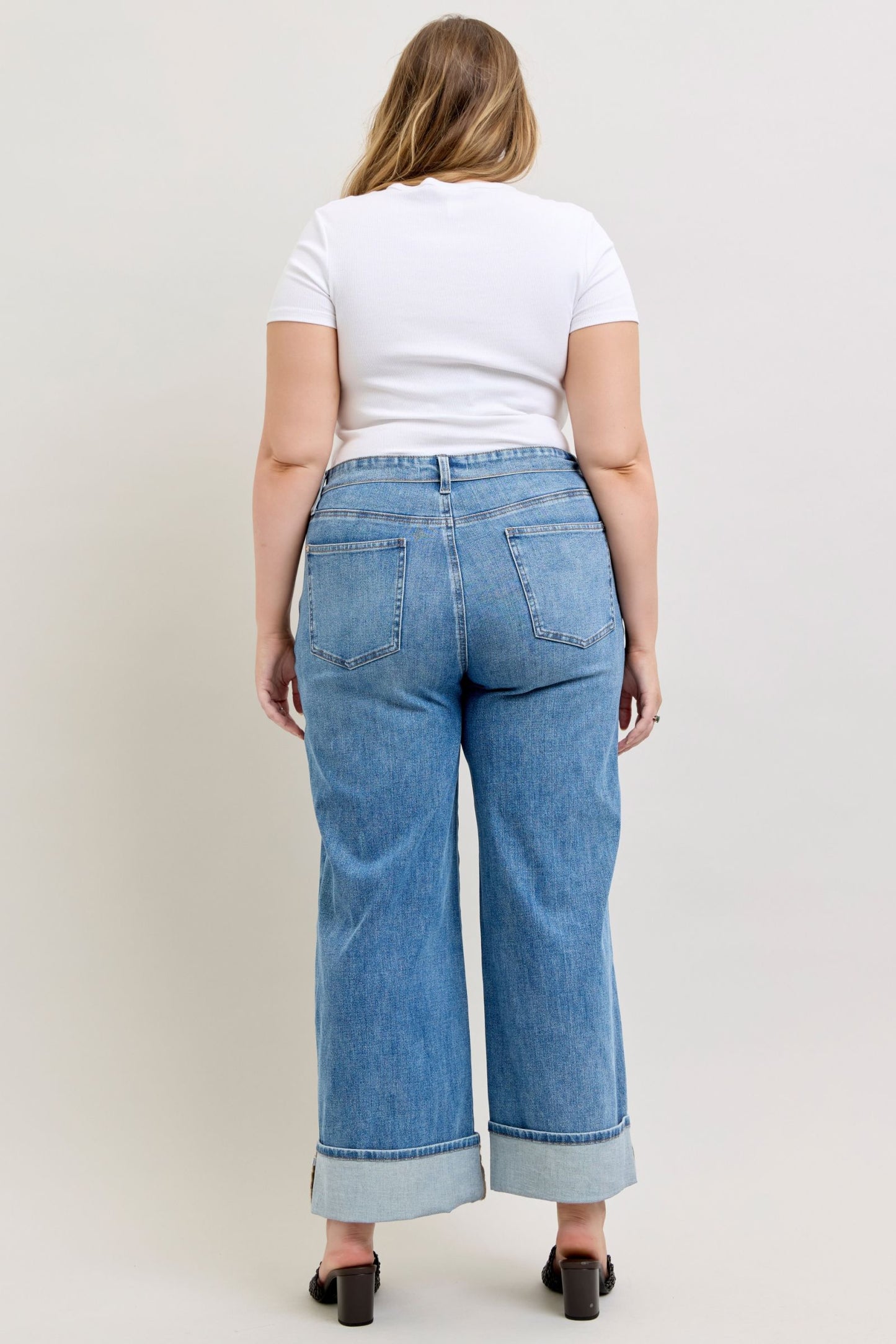 Greer Mid Rise Foldover Straight Non Distressed By Judy Blue