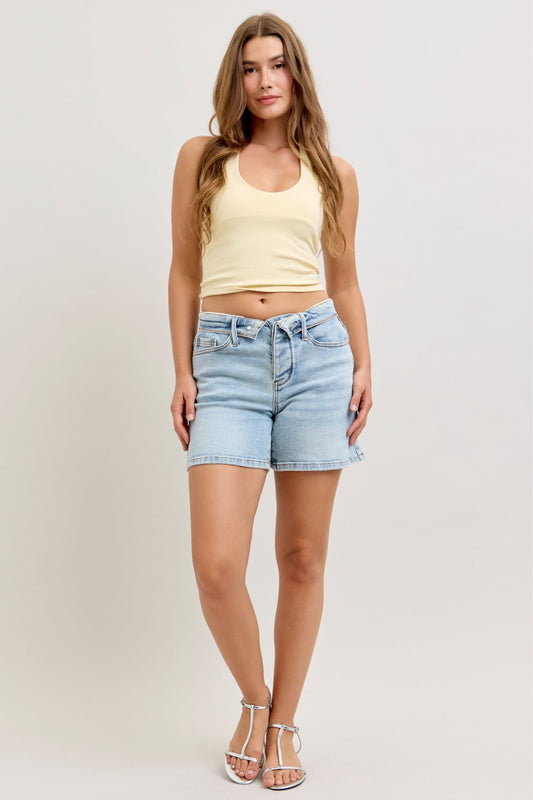 Baylor High Rise Foldover Shorts by Judy Blue