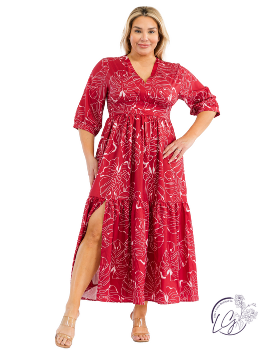 Curvy Palm Trees Sway Maxi Dress