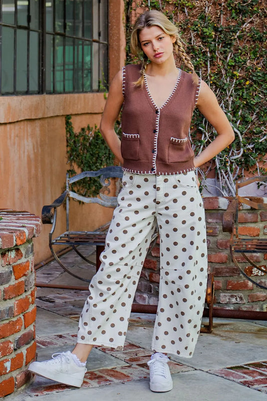 Mocha Dot Barrel Jeans