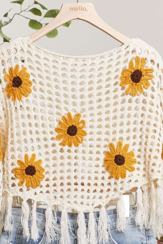 Sunflower Serenade Fringe Top