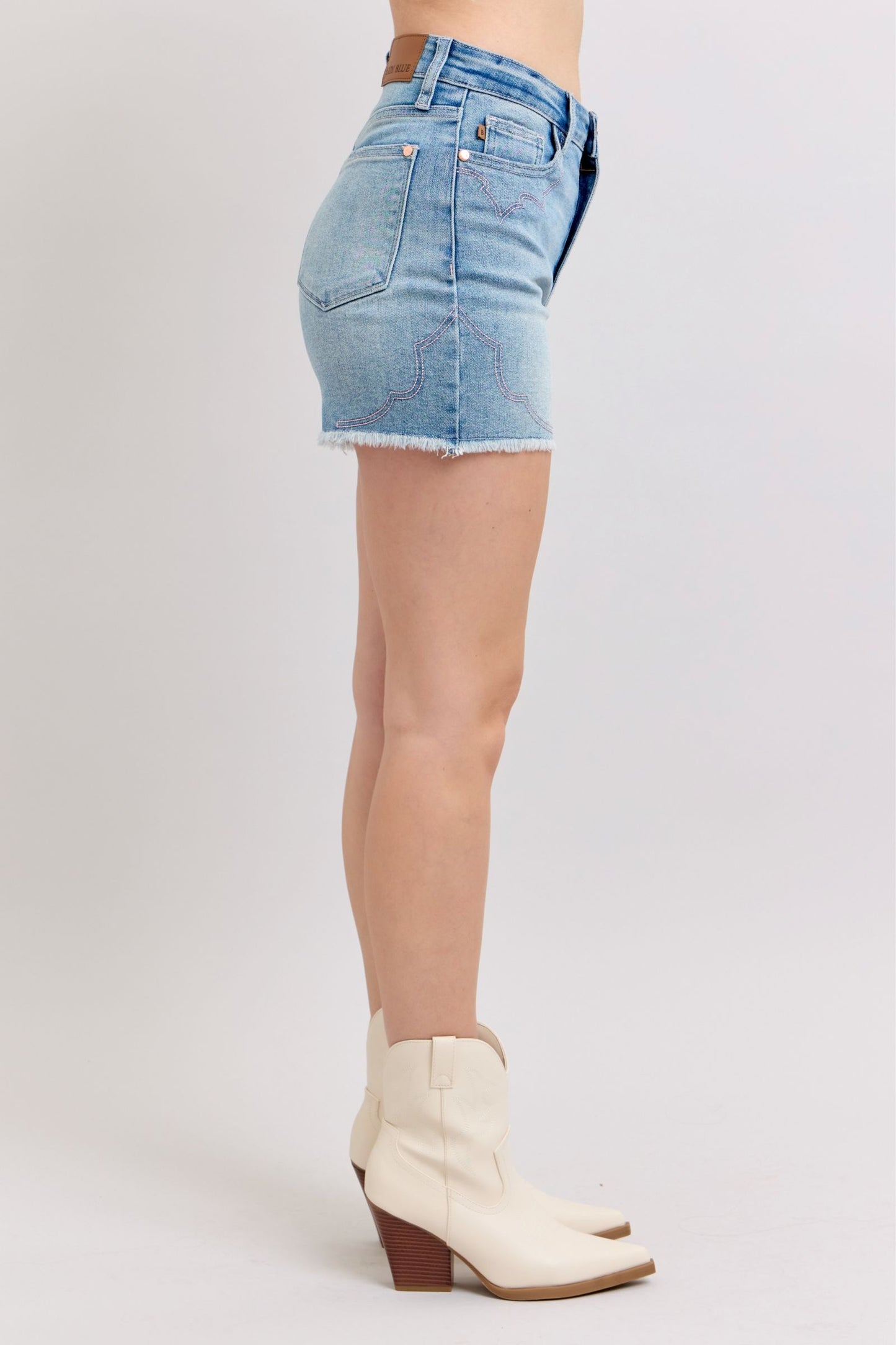 Tinsley High RIse Pink Stitched Shorts by Judy Blue
