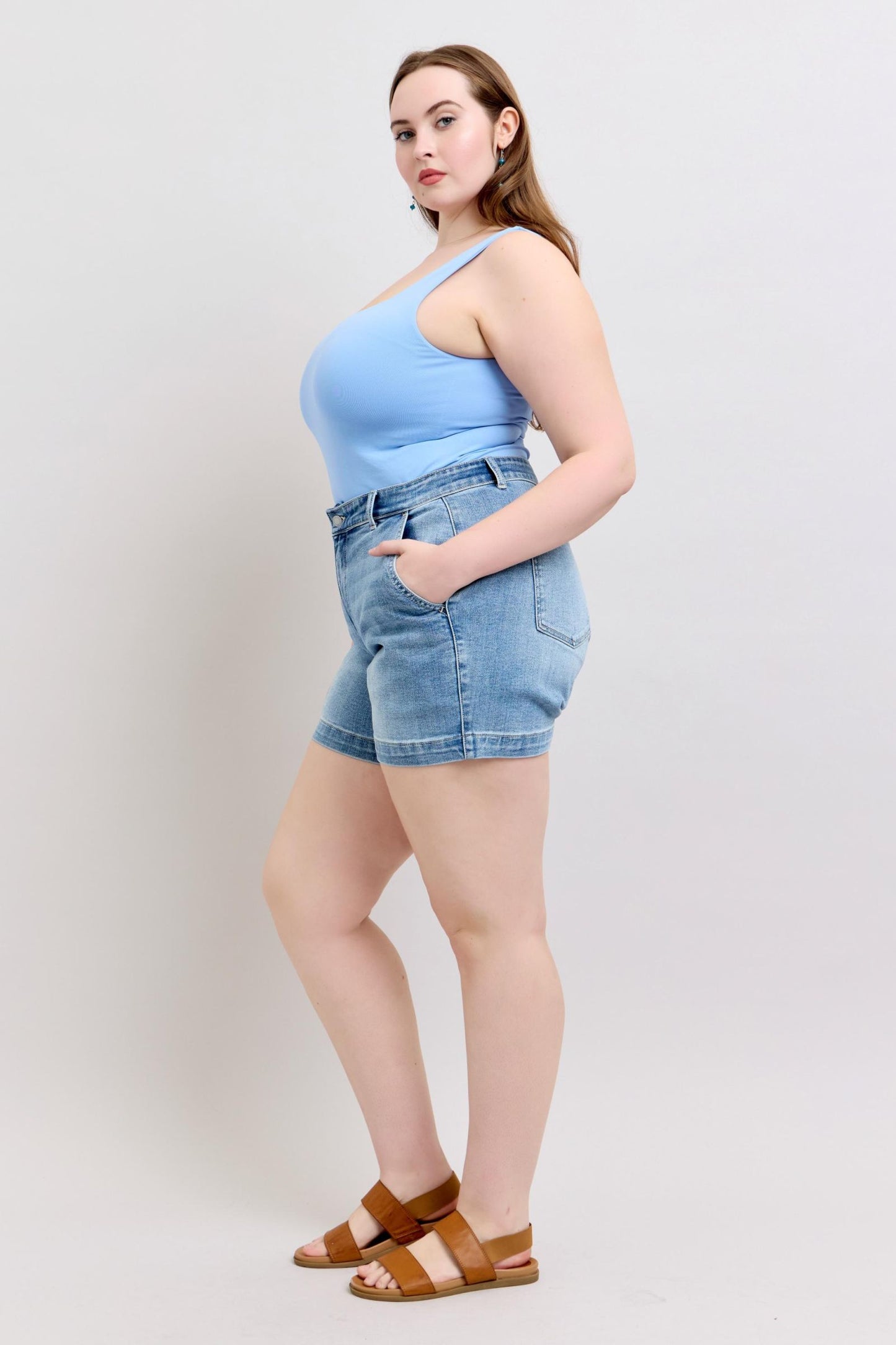 Perry High Rise Denim Trouser SHorts By Judy Blue