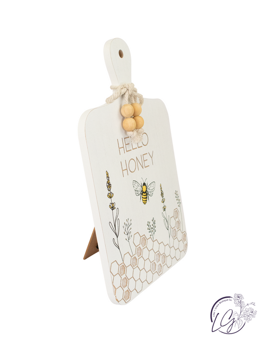 Wood Bee Shaped Wall Sign w/Bead