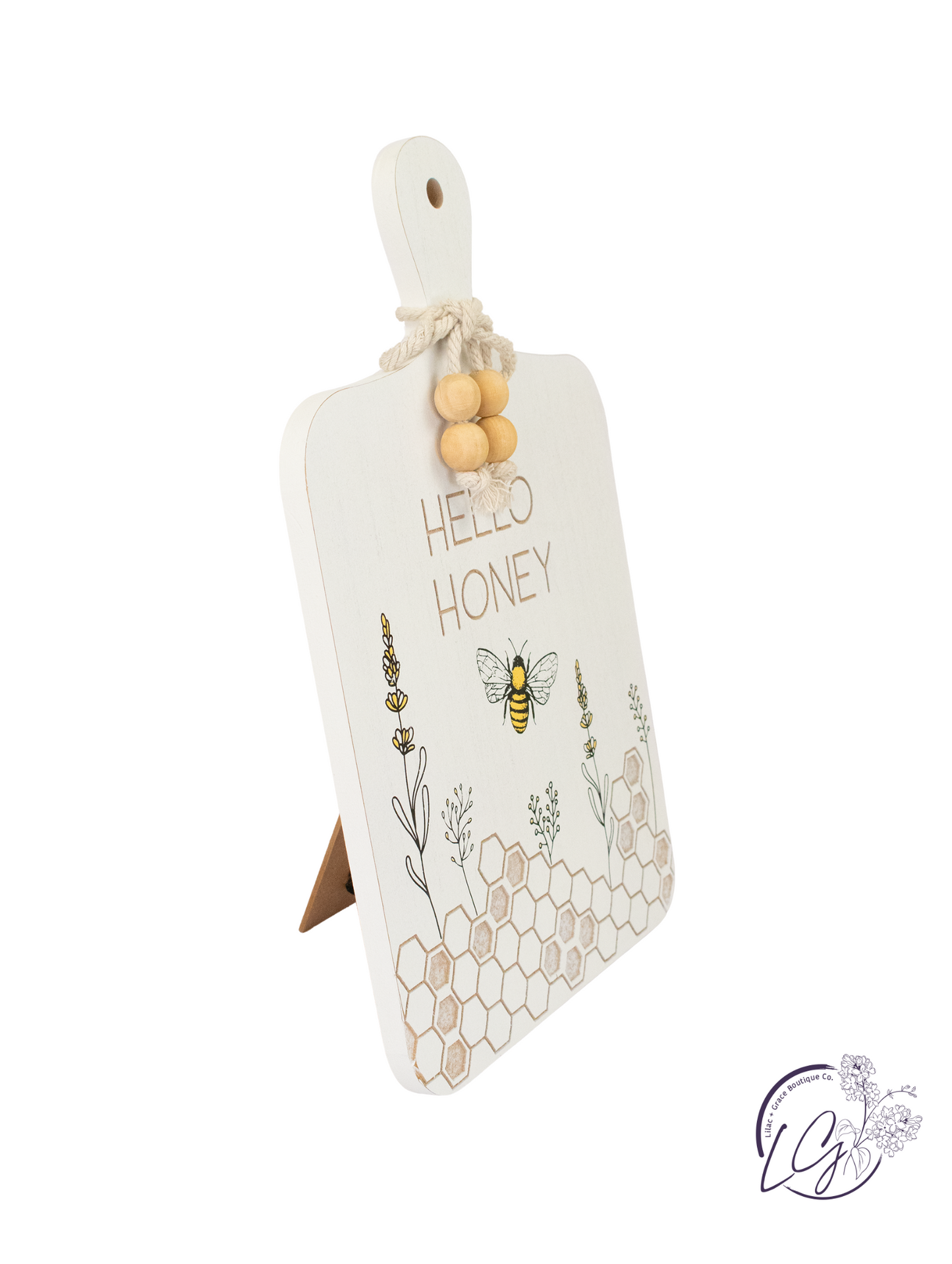 Wood Bee Shaped Wall Sign w/Bead