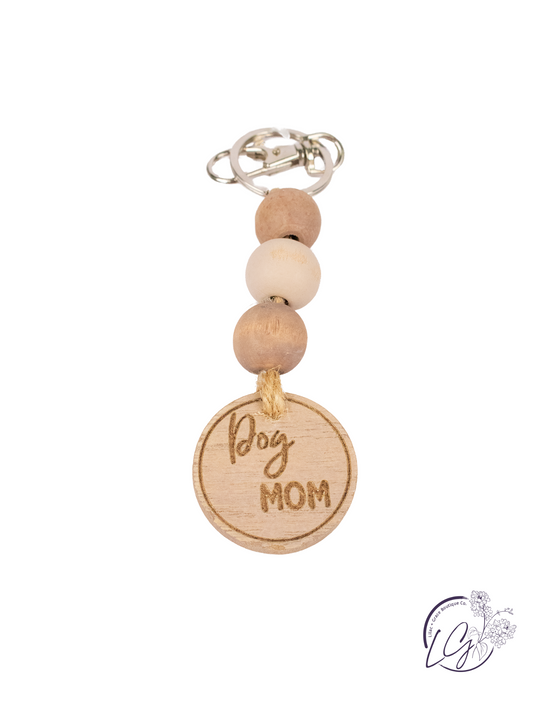 Wood Beads w/ Clip Key Ring and Tag