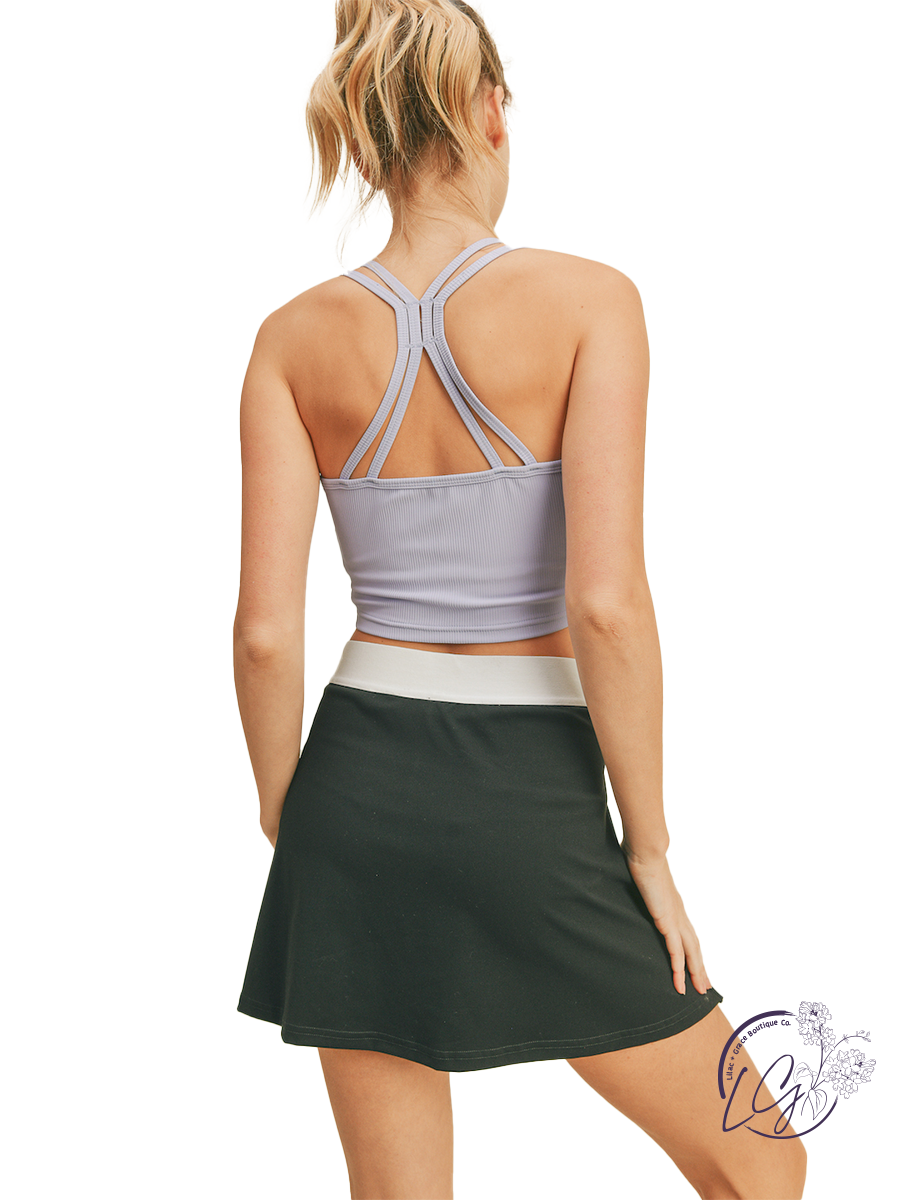 Ribbed Cami Cropped Tank with Strappy Back